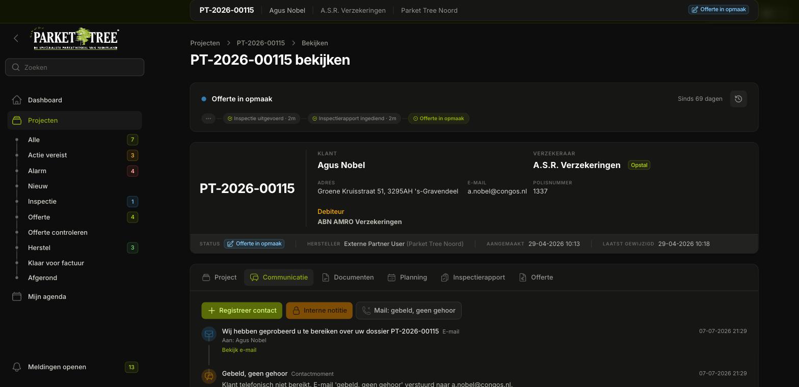 Dezelfde tijdlijn, nu als externe partner: de interne notitie ontbreekt.